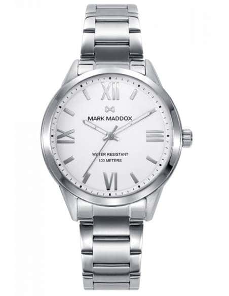 Reloj para Mujer con Esfera Blanca y Detalles Plateados - Mark Maddox MM1009-03