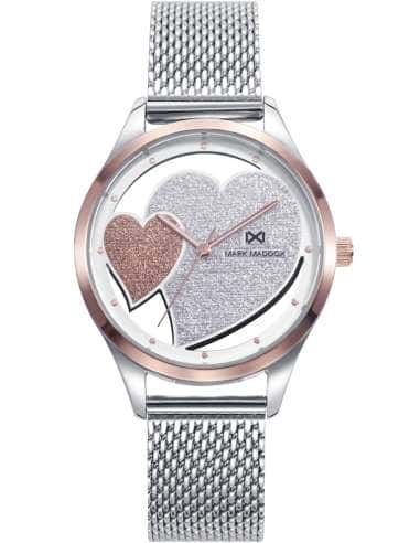 Reloj para Mujer Esfera Corazón Plateado y Oro Rosa - Mark Maddox MM0135-97