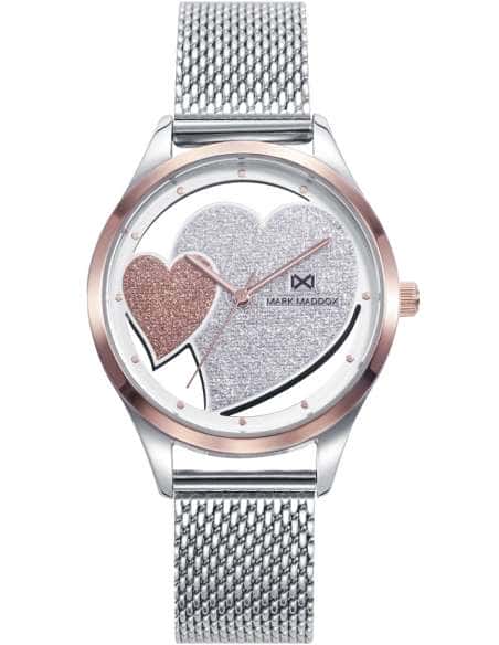 Reloj para Mujer Esfera Corazón Plateado y Oro Rosa - Mark Maddox MM0135-97