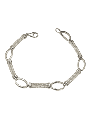 Pulsera de Plata para Mujer con Baño de Rodio y Diseño Ovalado - Hurjo R012001222