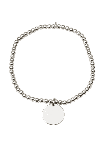 Pulsera para Mujer de Bolitas con Colgante de Plata Grabado - Plata 925