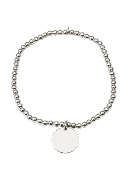 Pulsera para Mujer de Bolitas con Colgante de Plata Grabado - Plata 925