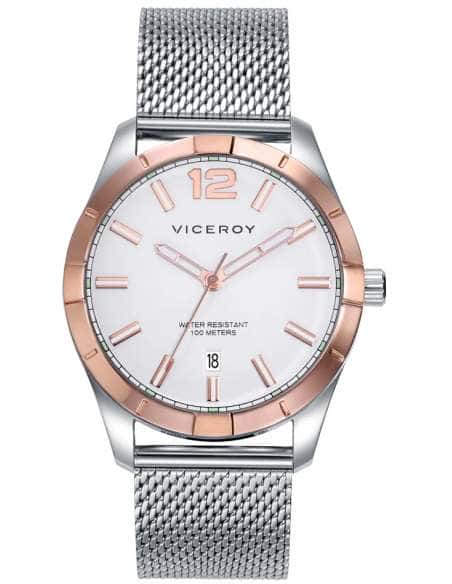 Reloj para Hombre con Correa de Malla y Bisel Rosado - Viceroy 401329-05