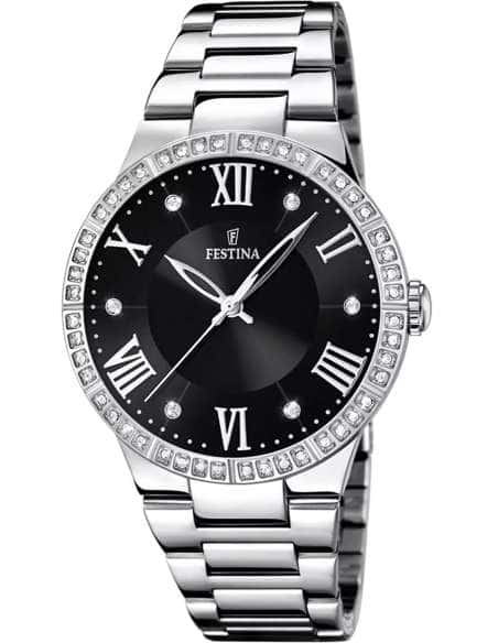 Reloj para Mujer Esfera Negra, Circonitas y Números Romanos - Festina F16719/2