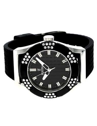 Reloj para Mujer esfera Negra con Circonitas y Correa de Silicona - Festina F16563/3