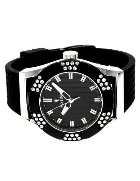 Reloj para Mujer esfera Negra con Circonitas y Correa de Silicona - Festina F16563/3
