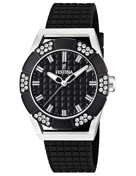 Reloj para Mujer esfera Negra con Circonitas y Correa de Silicona - Festina F16563/3