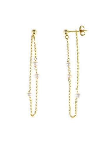 Pendiente para Mujer cadena con perlas de Plata Bañada en Oro - Salvatore 213A0269
