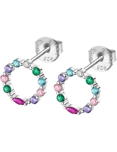 Pendientes Mujer Aro Circonitas de Colores Plata de Ley - Lotus LP3246-4/1
