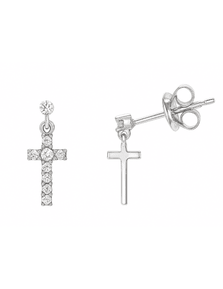 Pendientes para Mujer Pendientes en Plata de Ley con Cruz Colgante y Circonitas - Salvatore 211A0102