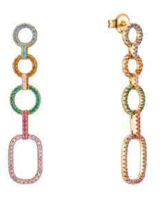 Pendientes Largos para Mujer de Plata con Baño de Oro y Circonitas de Colores - Viceroy 13110E100-39
