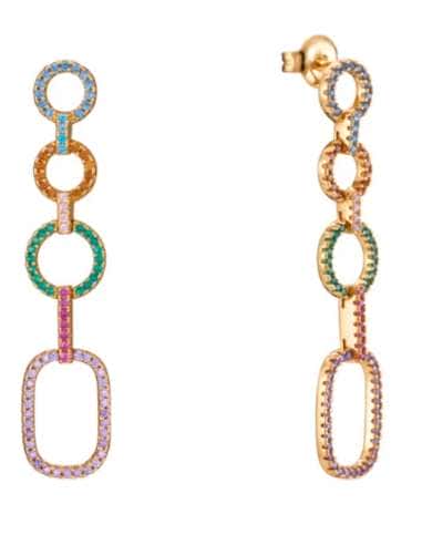 Pendientes Largos para Mujer de Plata con Baño de Oro y Circonitas de Colores - Viceroy 13110E100-39