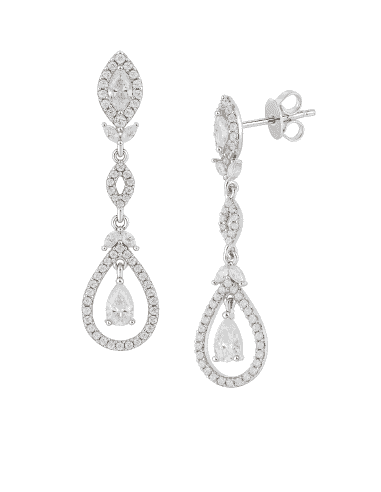 Pendientes para Mujer Colgantes en Plata de Ley con Circonitas y Cristal Blanco - Salvatore 112A0292