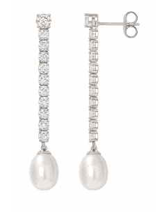 Pendientes para Mujer de plata con circonitas brillantes y Perla - Salvatore 144A0117