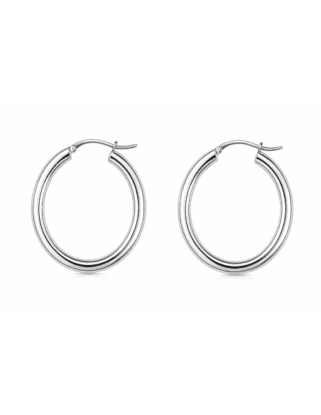 Pendientes para Mujer Aros lisos de caña Plata de primera ley - Hurjo 0033001537