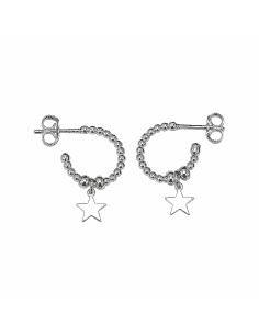 Pendientes para Mujer  Aro Bolitas con Estrella Colgante Hurjo en Plata de Ley - Hurjo 0033001672