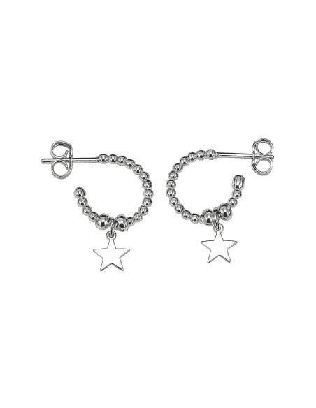 Pendientes para Mujer  Aro Bolitas con Estrella Colgante Hurjo en Plata de Ley - Hurjo 0033001672