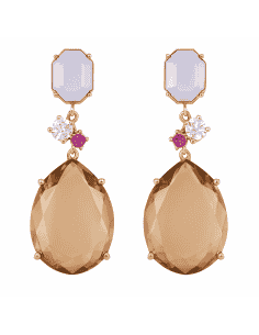 PPendientes para Mujer en Plata de Ley Chapados en Oro Rosa con Circonitas y Amatistas - Salvatore 68A0054