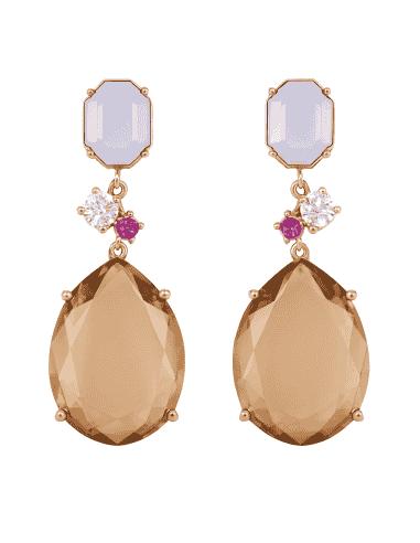 PPendientes para Mujer en Plata de Ley Chapados en Oro Rosa con Circonitas y Amatistas - Salvatore 68A0054