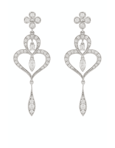 Pendientes para Mujer de Plata de Ley con Corazón y Circonitas Colgantes - Salvatore 52a0265