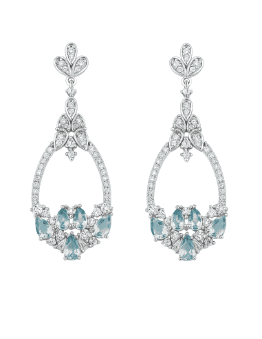 Pendientes  de plata para Mujer Gota Aguamarina y Circonitas - Plata 925