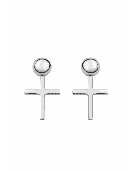 Pendientes para Mujer Cruz Minimal de Plata de Ley - Plata 925