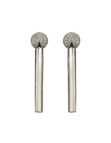 Pendientes para Mujer Colgantes Esfera y Barra de Plata de Ley - Plata 925