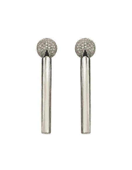 Pendientes para Mujer Colgantes Esfera y Barra de Plata de Ley - Plata 925