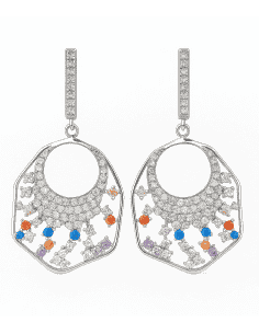 Pendientes para mujer Colgantes de Plata con Circonitas Multicolor - Plata 925