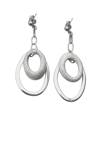 Pendientes para Mujer Colgantes Óvalos de Plata - Plata 925