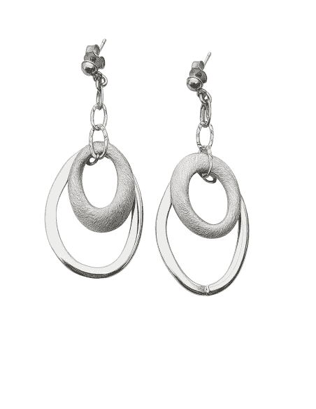 Pendientes para Mujer Colgantes Óvalos de Plata - Plata 925