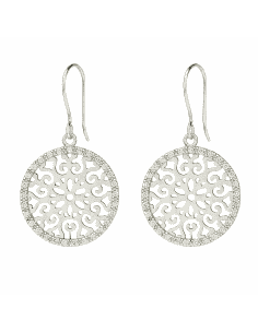 Pendientes para Mujer colgantes de plata de ley con motivo calado y circonitas - Plata 925