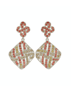 Pendientes para Mujer Colgantes Filigrana con Circonitas Multicolor - Plata 925
