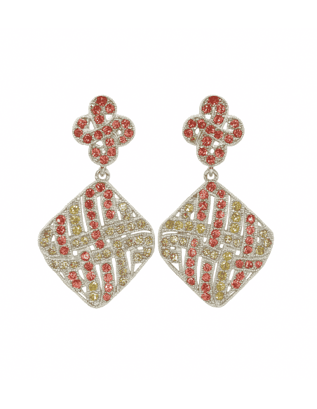 Pendientes para Mujer Colgantes Filigrana con Circonitas Multicolor - Plata 925
