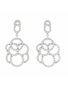 Pendientes para Mujer Círculos Encadenados con Circonitas en Plata - Plata 925