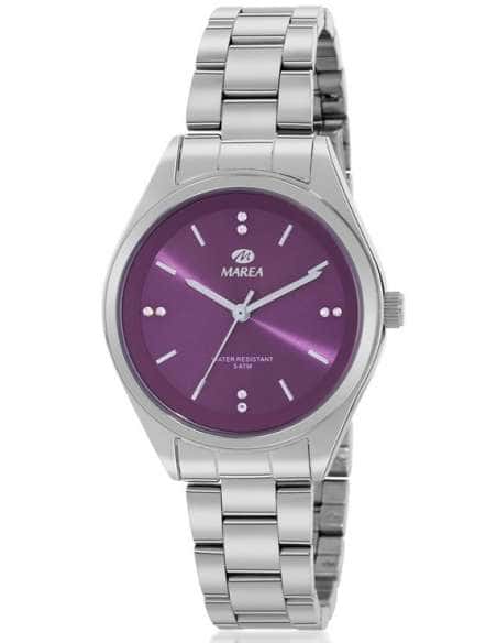Reloj para Mujer de Acero Plateado con Esfera Lila e Índices con Circonitas - Marea B41330/3