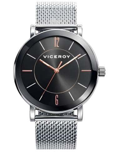 Reloj para Hombre con Correa de Malla y Esfera Negra Minimalista- Viceroy 40989-55