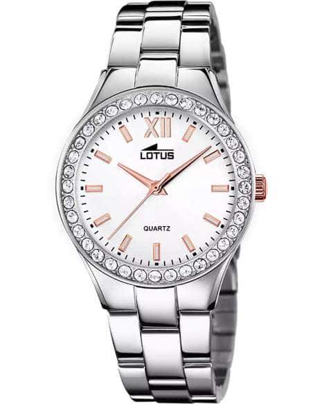 Reloj para Mujer Circonitas y Esfera Blanca con Detalles Gold Rosé - Lotus 18883/1