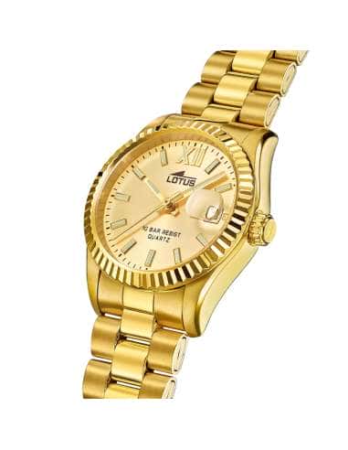 Reloj para Mujer de Acero Dorado con Calendario - Lotus 18932/2
