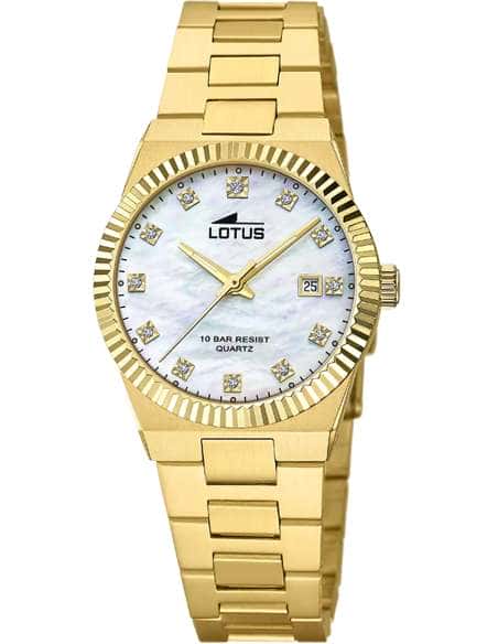 Reloj para Mujer Dorado con Esfera Nácar y Circonitas- Lotus 18840/1