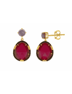 Pendientes para Mujer de plata baño de oro con circonita rubí  - Salvatore 241A0090