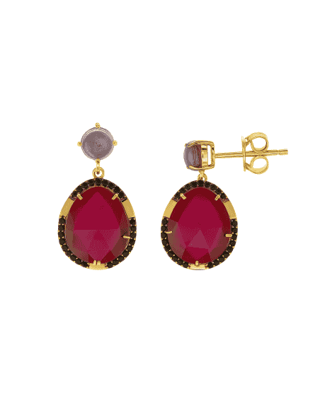 Pendientes para Mujer de plata baño de oro con circonita rubí  - Salvatore 241A0090