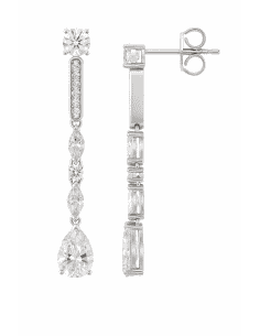 Pendientes largos para Mujer de plata con circonitas - Salvatore 136A0707