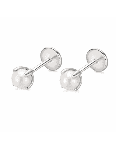 Pendientes para  Bebé de Plata y perlas (4mm de perla) - Plata 925