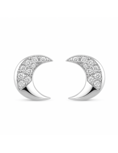 Pendientes para Unisex de plata media luna con circonitas - Plata 925