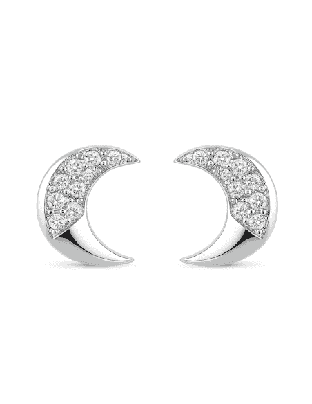 Pendientes para Unisex de plata media luna con circonitas - Plata 925