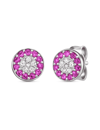 Pendientes de Plata con Circonitas Rosas para Mujer o Niña - Plata 925