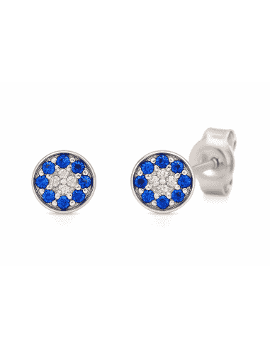 Pendientes de Plata con Circonitas Azules para Mujer o Niña - Plata 925