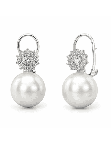 Pendientes para Mujer de plata de ley con perla y circonitas - Plata 925