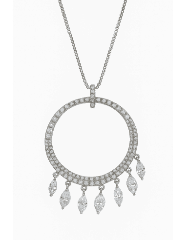 Collar para Mujer Aro fraguado de circonitas con colgantes de circonitas talla navette- Salavatore 246C0001